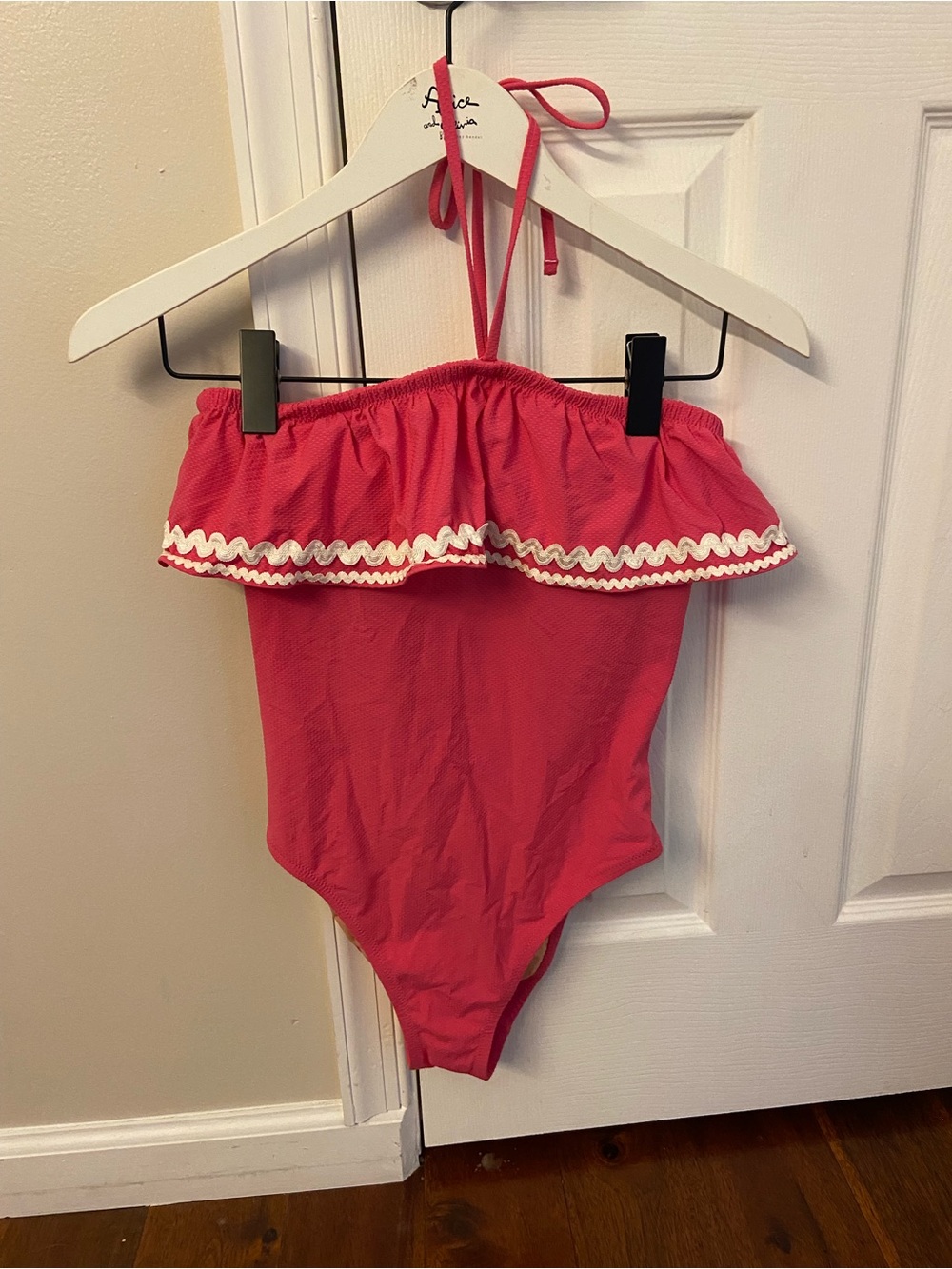 J.crew pink one piece ruffle swimsuit 0 NWT
